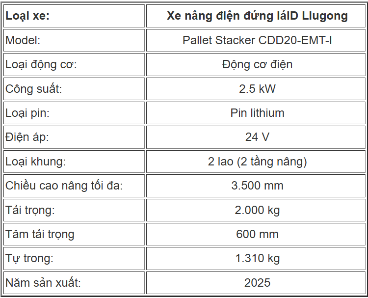 xe nâng điện 2 tấn liugong