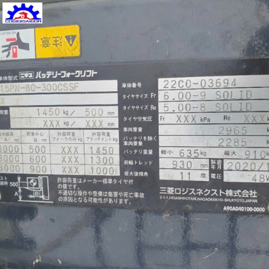 Xe Nâng Điện NICHIYU 1 Tấn 5  Đời Cao 2020 Khung Cao 3M