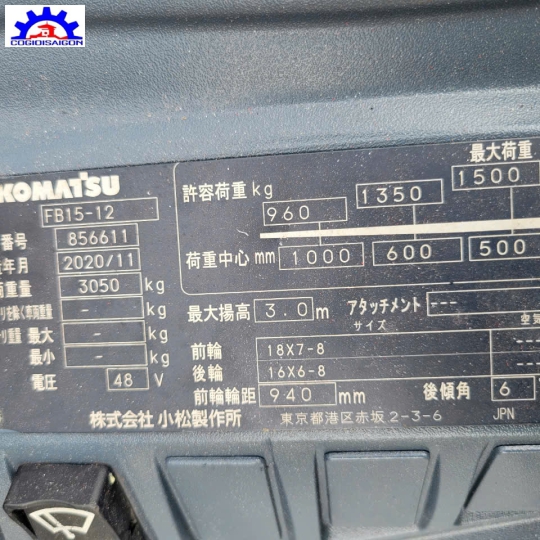 Xe Nâng Điện Komatsu 1 tấn 5 Đời Cao 2020