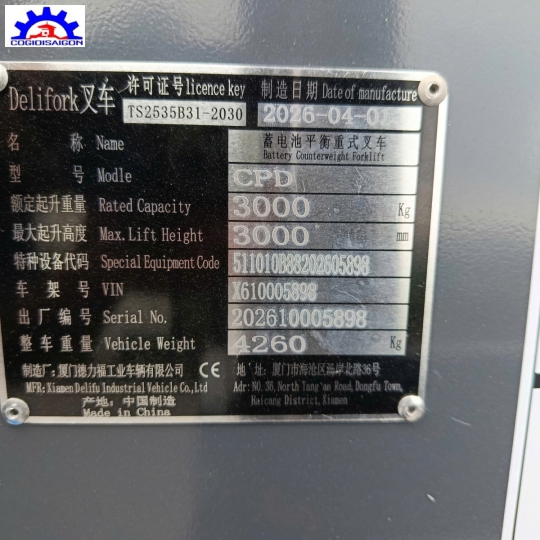 Xe nâng điện 3 tấn Delifork